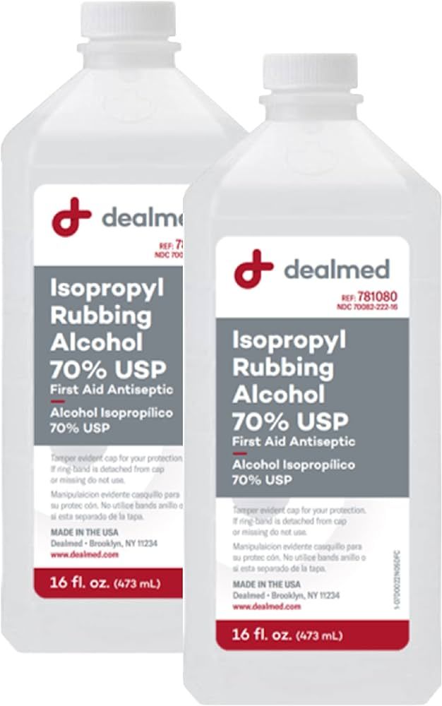 Dealmed Isopropyl Rubbing Alcohol 70% USP, First Aid Antiseptic, 16 fl. oz, (2 Pack) | Amazon (US)