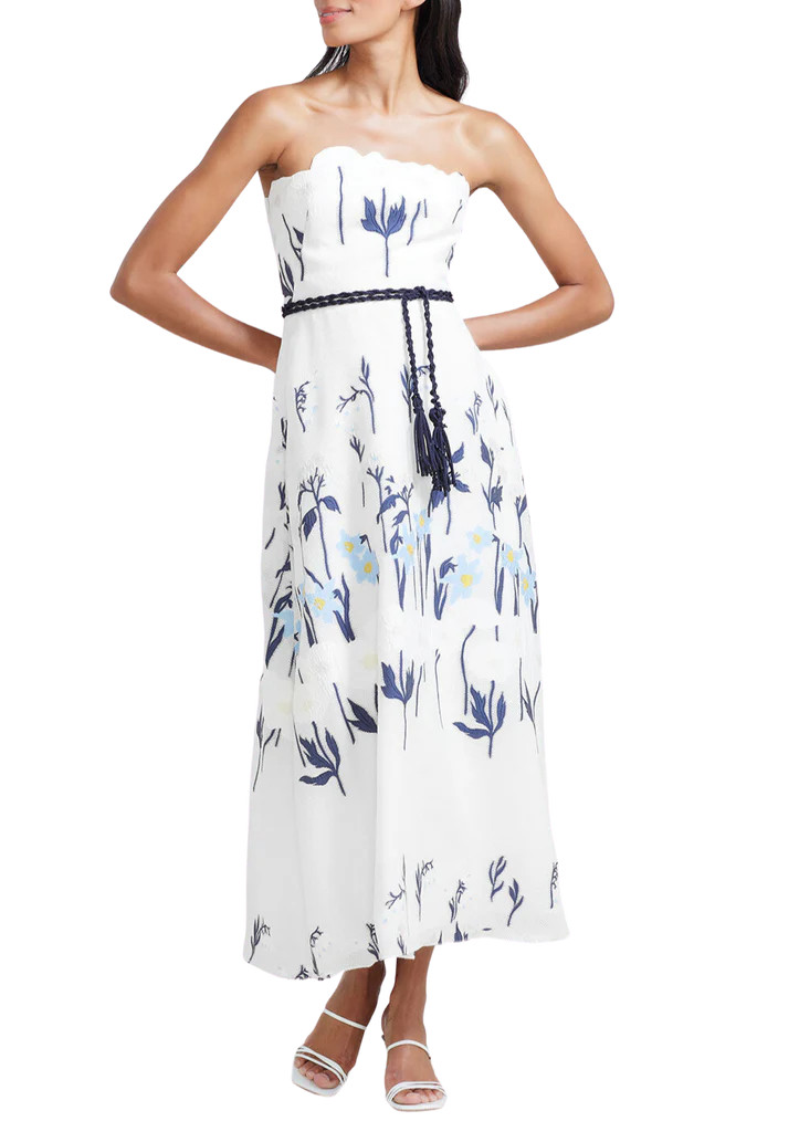Garden Fil Coupe Strapless Midi Dress | Over The Moon