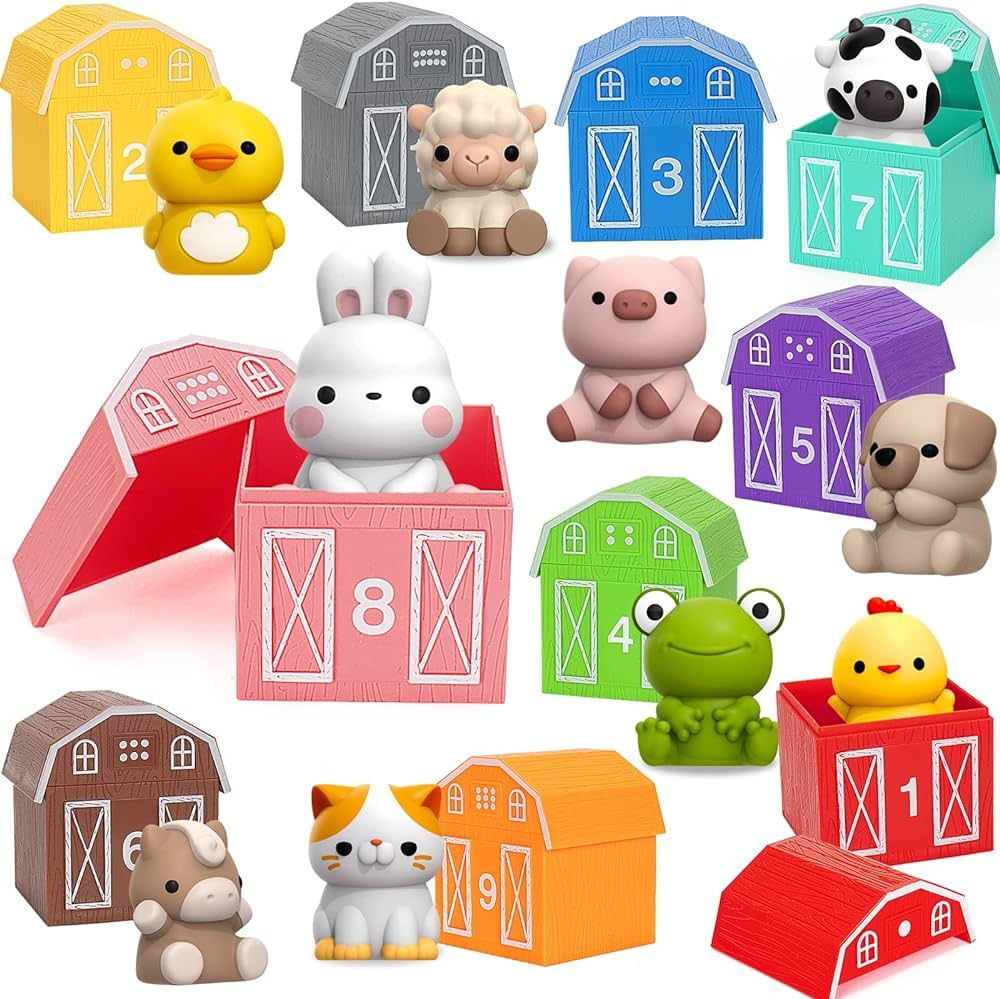 Learning Toys for 1,2,3 Year Old Toddlers, 20Pcs Farm Animals Toys Montessori Counting, Matching ... | Amazon (US)