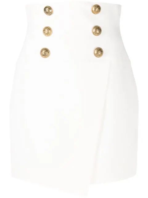 short high-waist buttoned wrap skirt | Farfetch (US)