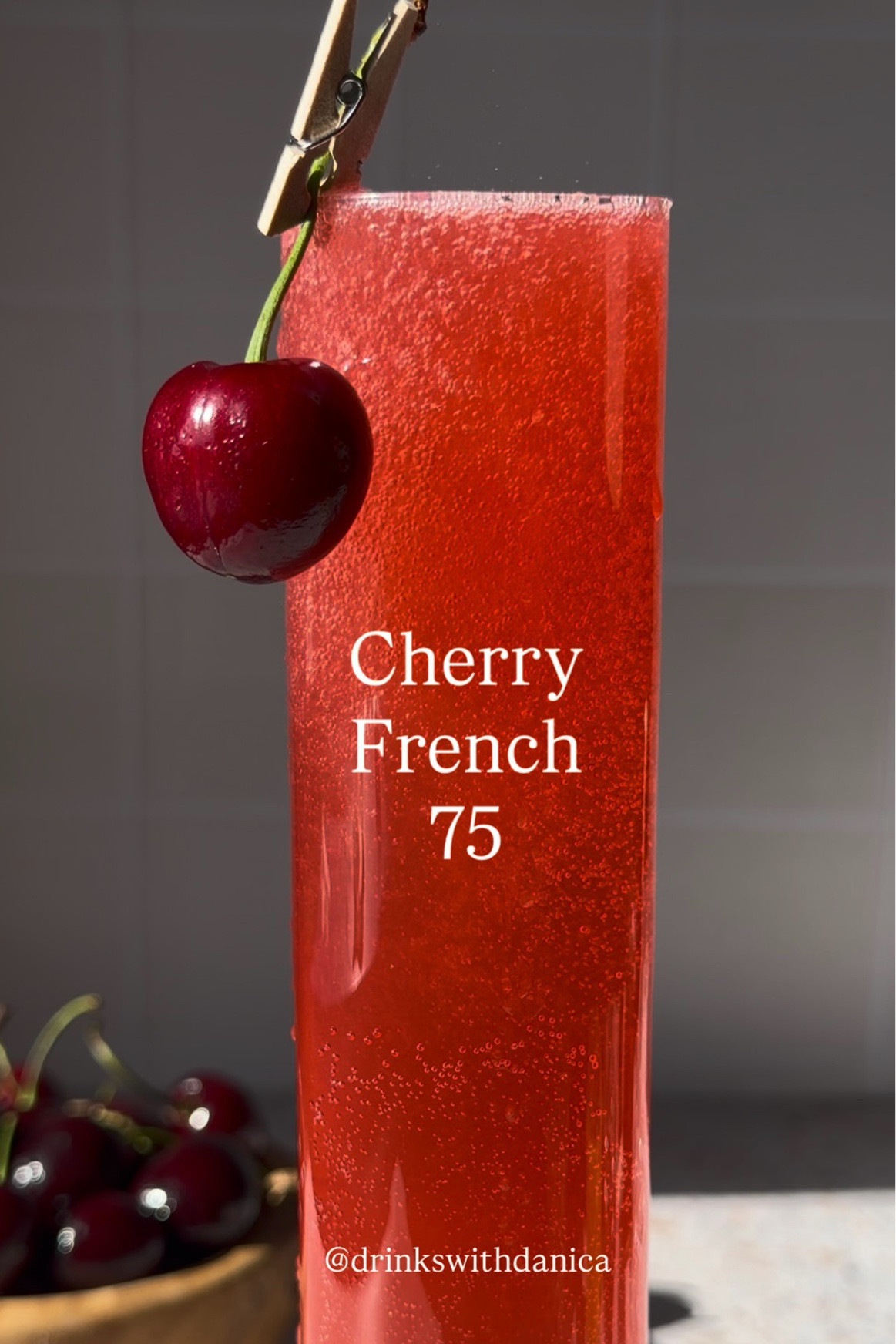 Cherry French 75

Follow me on Instagram and TikTok @drinkswithdanica for this recipe and more 