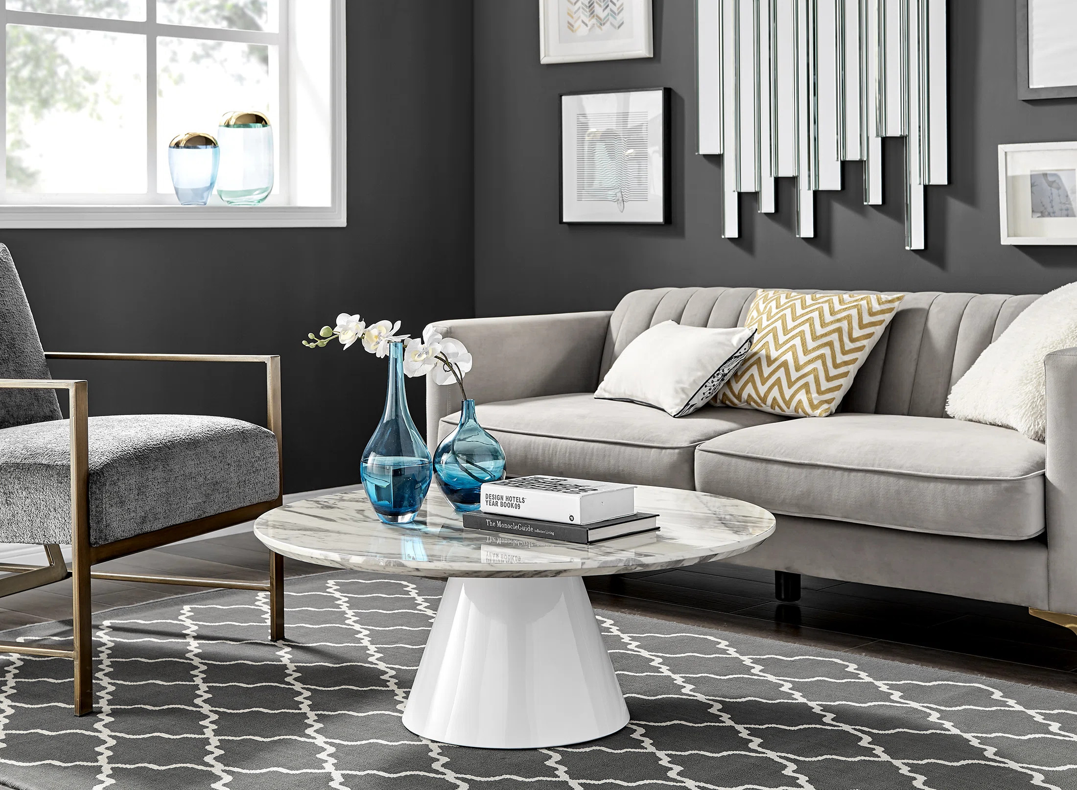 East Urban Home Palm Luxury Pedestal Round Coffee Table & Reviews | Wayfair | Wayfair North America