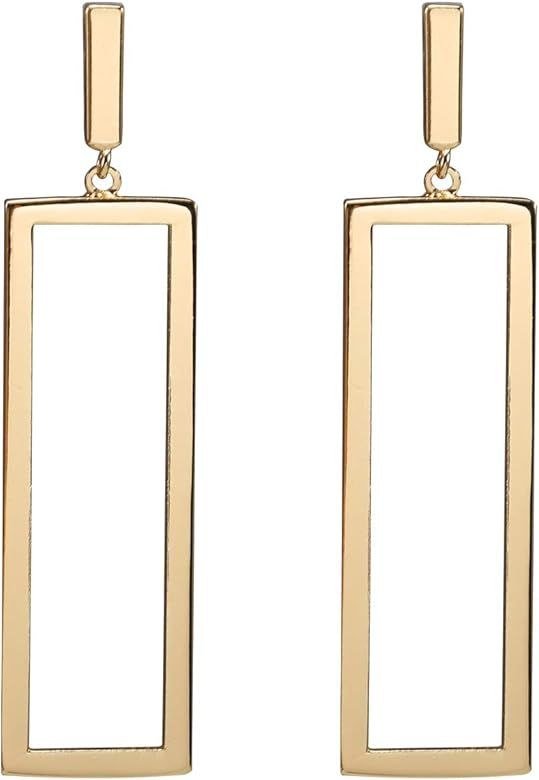 FAMARINE Gold Geometric Drop Earrings, Rectangle Dangle Earrings for Women Girls Costume Jewelry | Amazon (US)