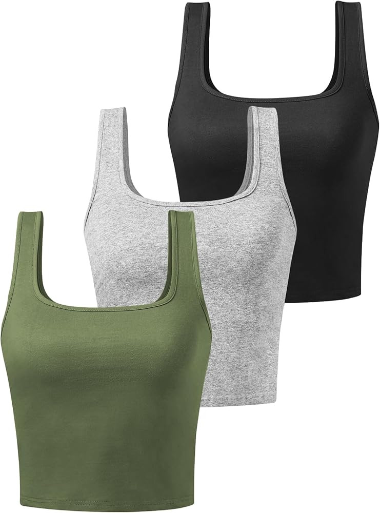 Porvike Sports Crop Tank Tops for Women Cropped Workout Tops Racerback Running Yoga Tanks Cotton ... | Amazon (US)