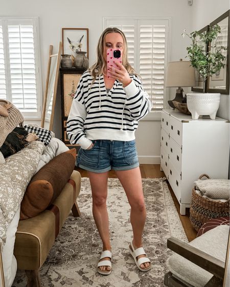 My favorite American eagle shorts are 25% off!! And this cute aerie top is 30% off! Wearing a size 6 in the shorts, and  a medium on the top. 

#LTKSeasonal #LTKover40 #LTKsalealert