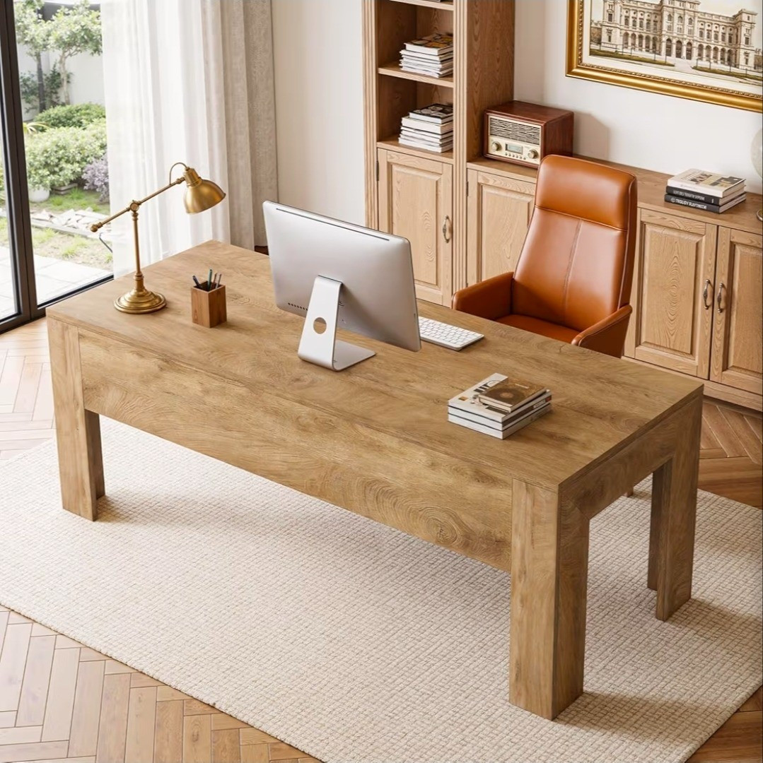 Tribesigns 63-Inch Office Desk, Modern Executive Desk with Large Tabletop, Wooden Computer Desk, Long Workstation for Home Office, Light Brown, Work, WFH, Office Setup, Wood

#LTKHome #LTKdayinmylife