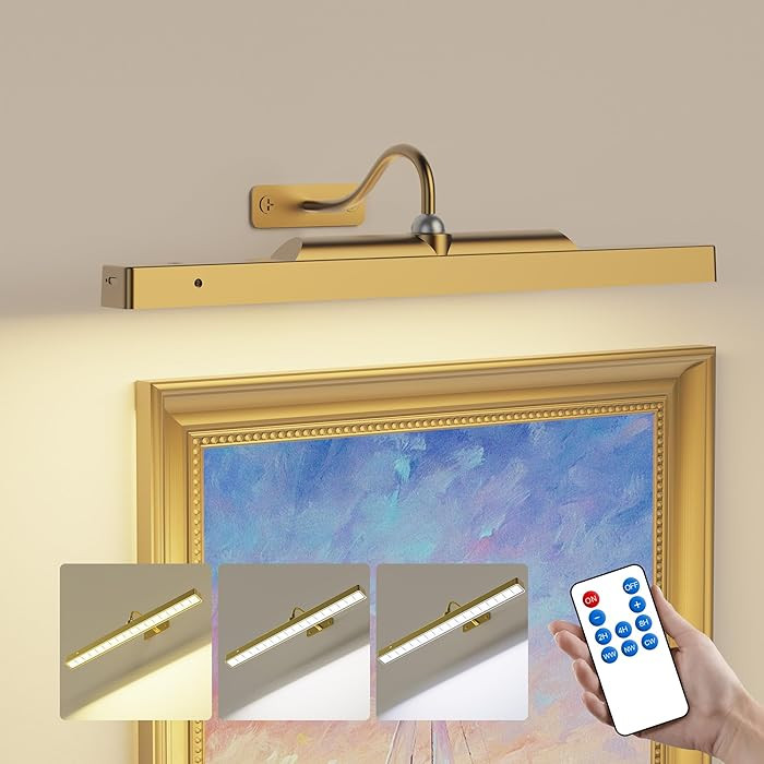 Wireless Picture Light Battery Operated, 1Pack Remote Control Painting Light with Timer, 13Hrs Se... | Amazon (US)
