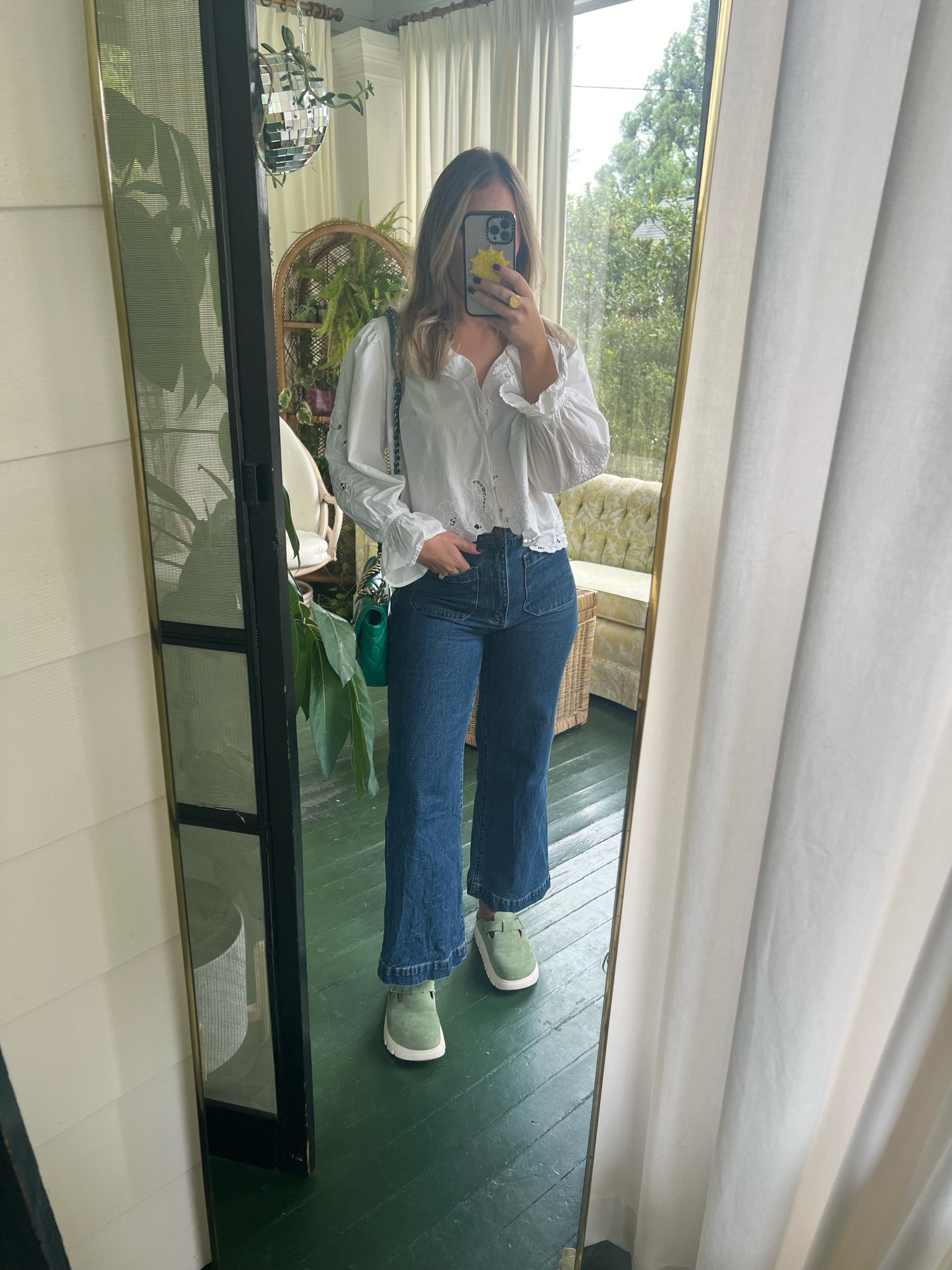 When in doubt….white top & jeans 

Free people. white eyelet top. Rollas jeans. Green Chanel  

#LTKFindsUnder100 #LTKShoeCrush #LTKSeasonal