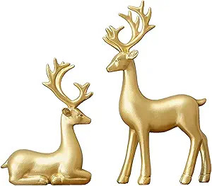 FANTESTICRYAN Small Reindeer Sculpture Resin Christmas Reindeer Elk 2pcs Christmas Home Decor Sta... | Amazon (US)