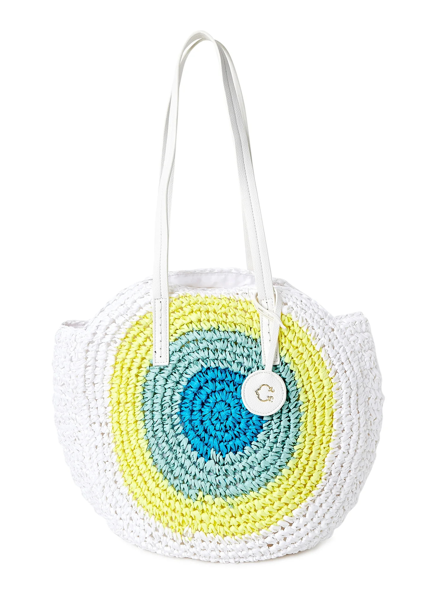 C. Wonder Women’s Adult Haven Round Circle Straw Tote Bag White - Walmart.com | Walmart (US)