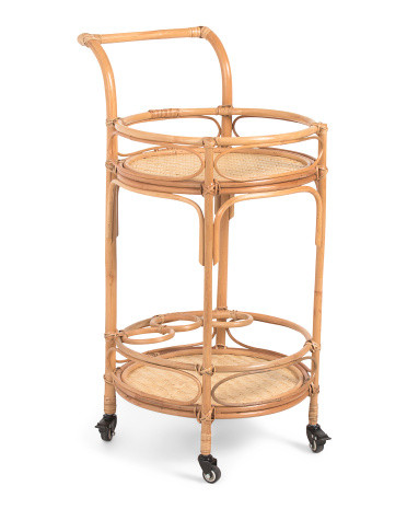 22X28 Rattan Trolley With Bamboo Woven On The Base | TJ Maxx
