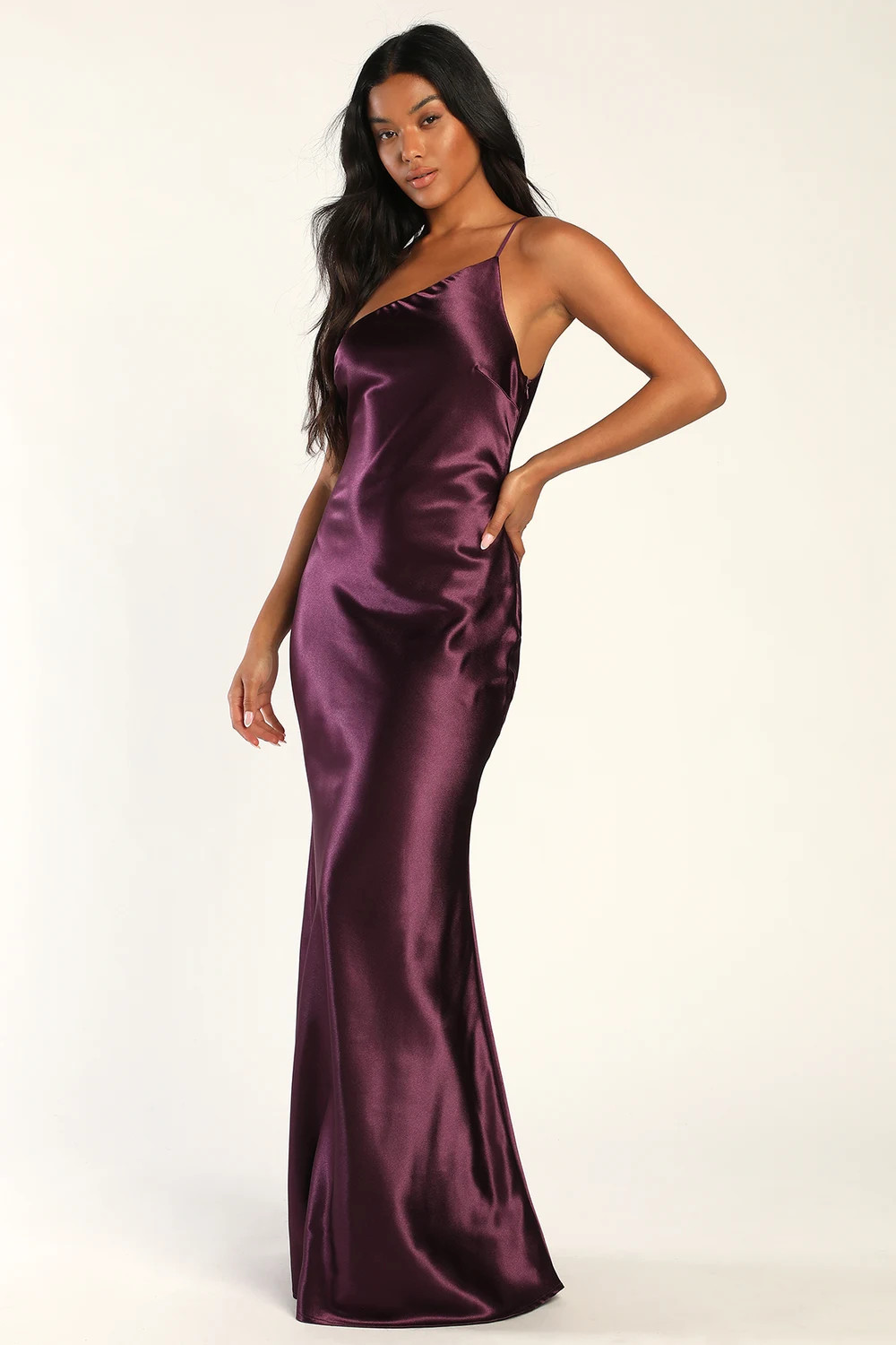Forever Begins Now Purple Satin One-Shoulder Maxi Dress | Lulus (US)