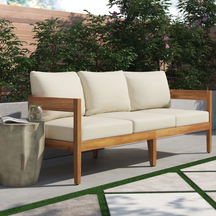 Addan 76.5'' Wide Outdoor Patio Sofa with Cushions | Wayfair North America