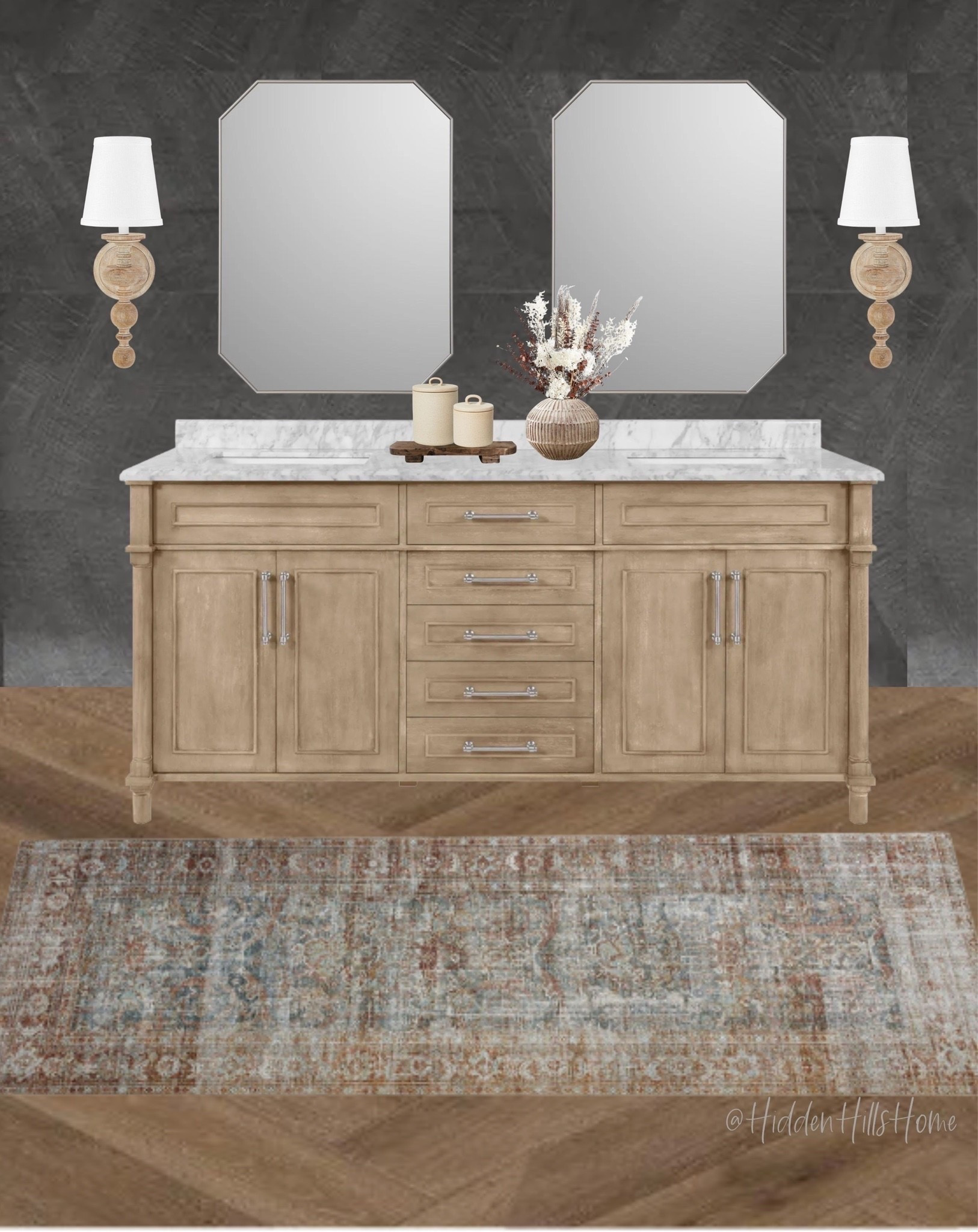 Bathroom decor, home decor, primary bathroom, bathroom vanity, double vanity, vanity mirrors, bathroom runner #bathroom #homedecor #bathroomdecor

#LTKHome #LTKSaleAlert #LTKSeasonal