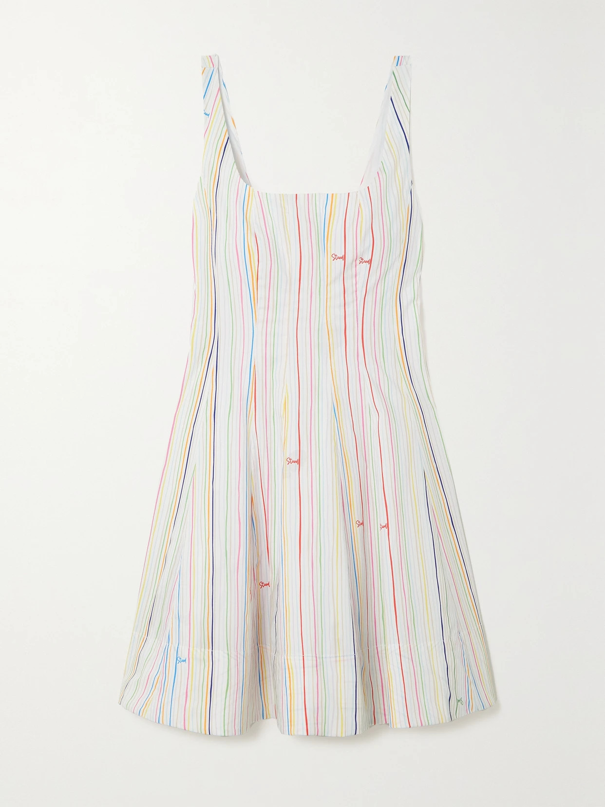 STAUD - Wells Striped Stretch-cotton Poplin Mini Dress - White | NET-A-PORTER (US)