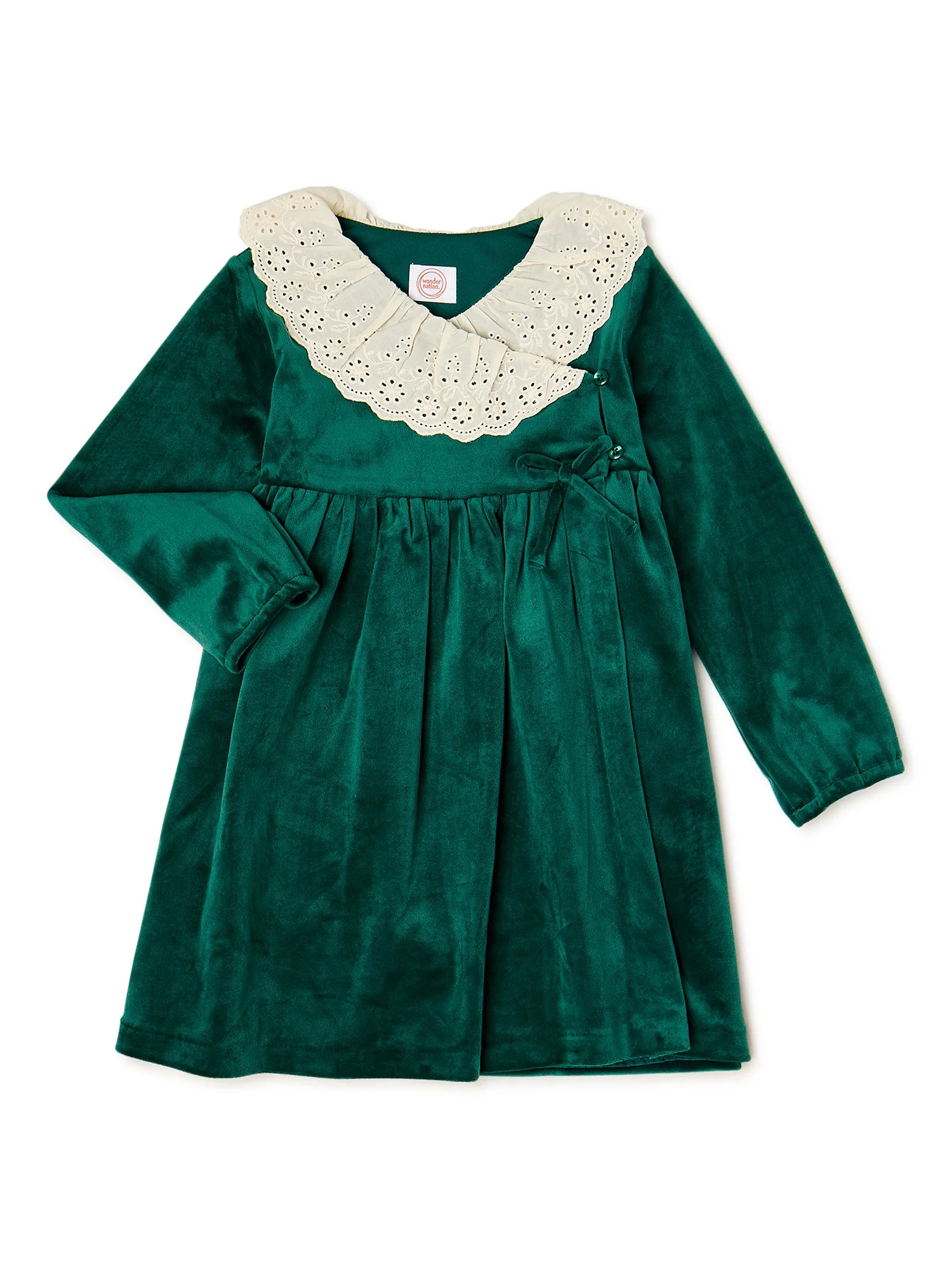 Wonder Nation Baby and Toddler Girl Holiday Velvet Wrap Dress, Sizes 0/3M-5T | Walmart (US)