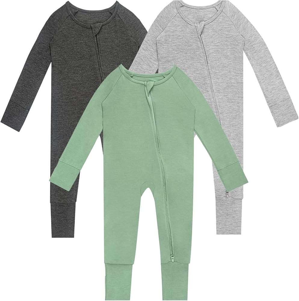 Rayon of Bamboo Baby Rompers Long Sleeve Two Way Zipper Pajamas With Footed Or Footless And Mitte... | Amazon (US)