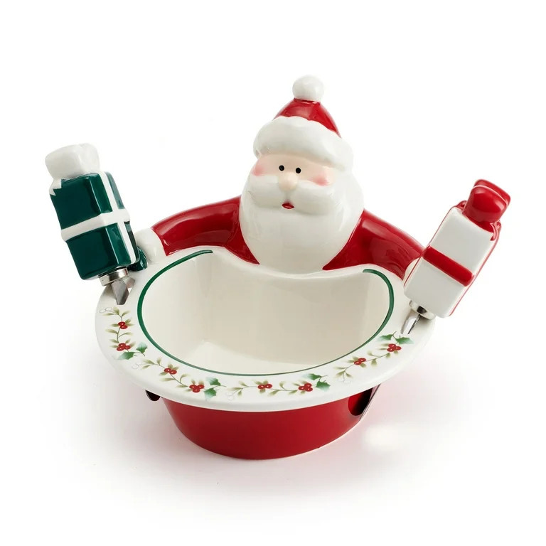 Pfaltzgraff Winterberry 6 in Santa Dip Bowl with Sreaders | Walmart (US)