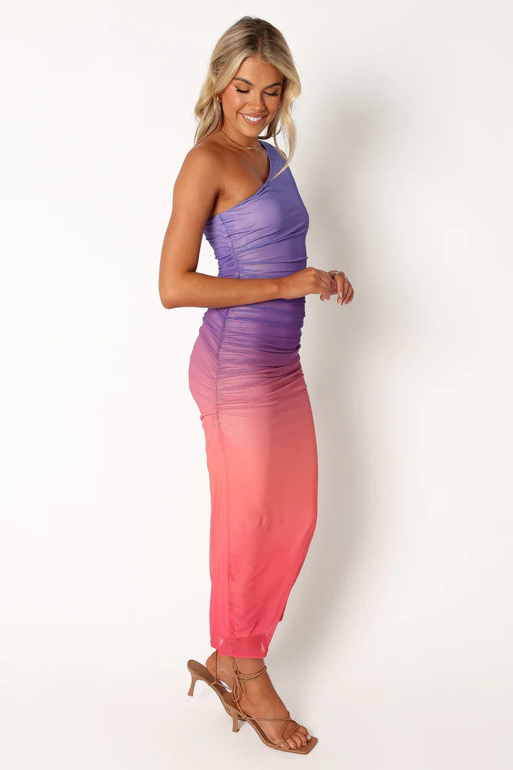 Dakota One Shoulder Midi Dress - Purple Gradient | Petal & Pup (US)