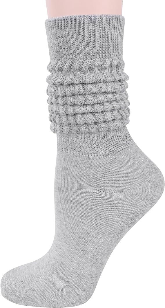 JOCMIC Slouch Socks for Women, Extra Long Women Scrunch Socks, White Stacked Socks Size 6-11 | Amazon (US)