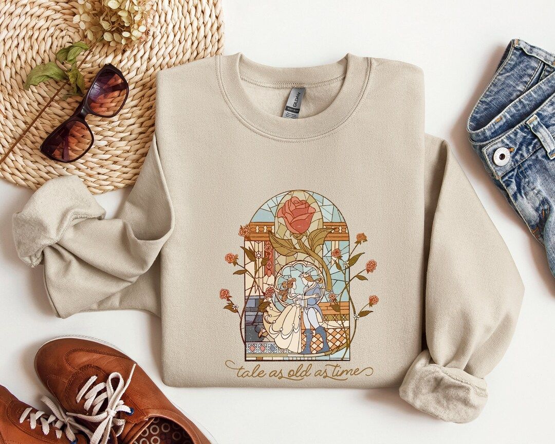 Vintage Tale as Old as Time Sweatshirt, Disney Princess Hoodie, Retro Beauty and the Beast Sweats... | Etsy (US)