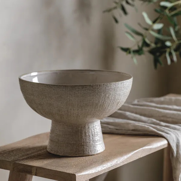 Nyla Bowl Shaped Stoneware Vase, Small | Dunelm (migrated)