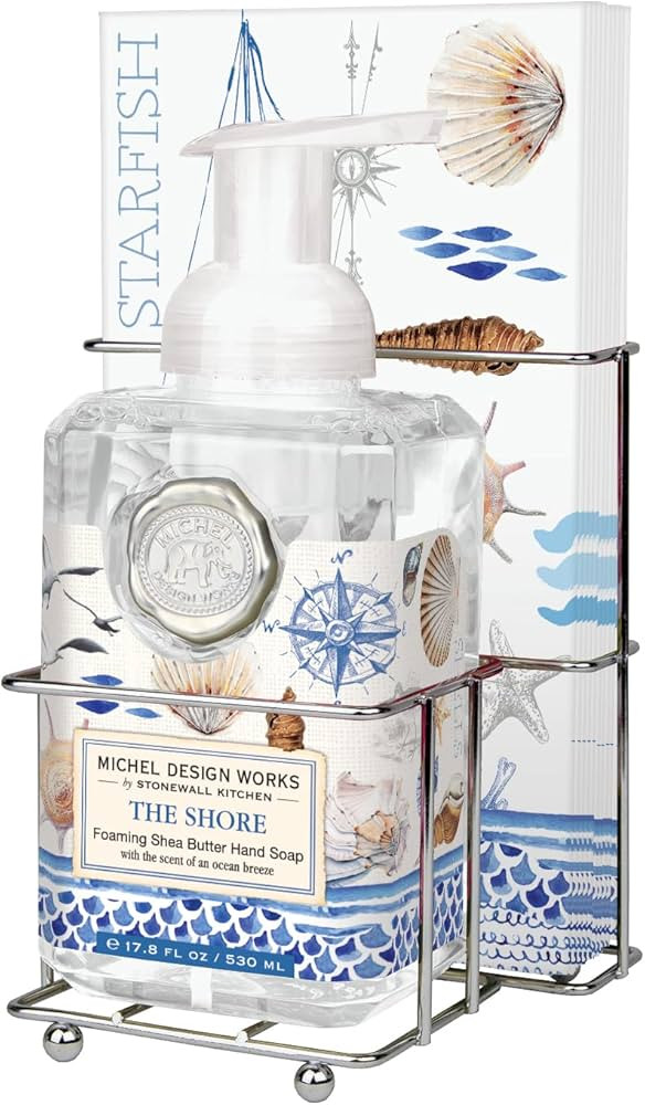Michel Design Works Scented Foaming Hand Soap, 17.8oz and Napkin Caddy Set with 15 Hostess Napkin... | Amazon (US)