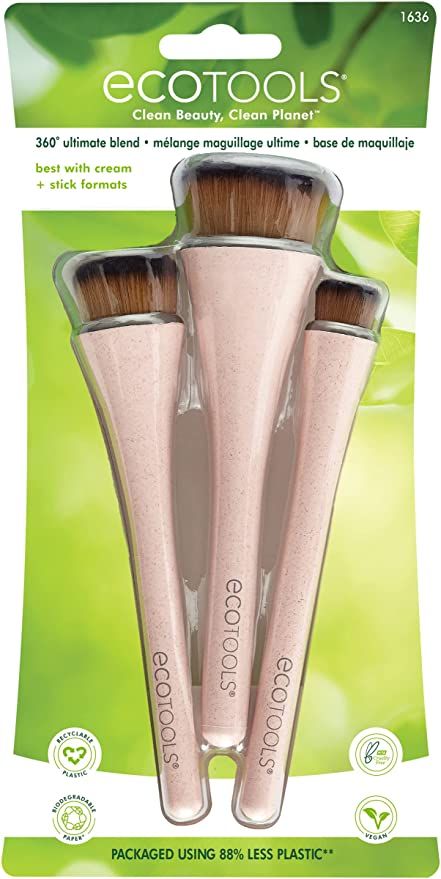 EcoTools 360 Ultimate Blend Makeup Brushes, For Cream & Stick Makeup, Foundation, Concealer, High... | Amazon (US)