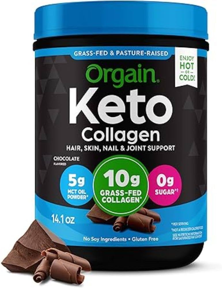 Orgain Keto Collagen Protein Powder, Chocolate - 10g Grass Fed Hydrolyzed Collagen Peptides Type ... | Amazon (US)