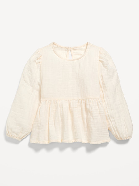 Double-Weave Long-Sleeve Peplum Top for Toddler Girls | Old Navy (US)