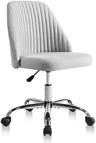 Home Office Desk Chair, Modern Linen Fabric Chair Adjustable Swivel Task Chair Mid-Back Cute Upho... | Amazon (US)