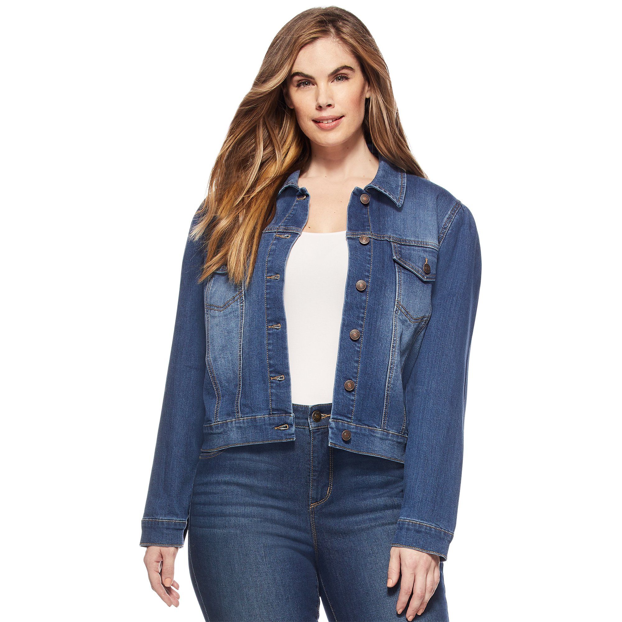 Sofia Jeans by Sofia Vergara Plus Size Puff Sleeve Denim Jacket | Walmart (US)