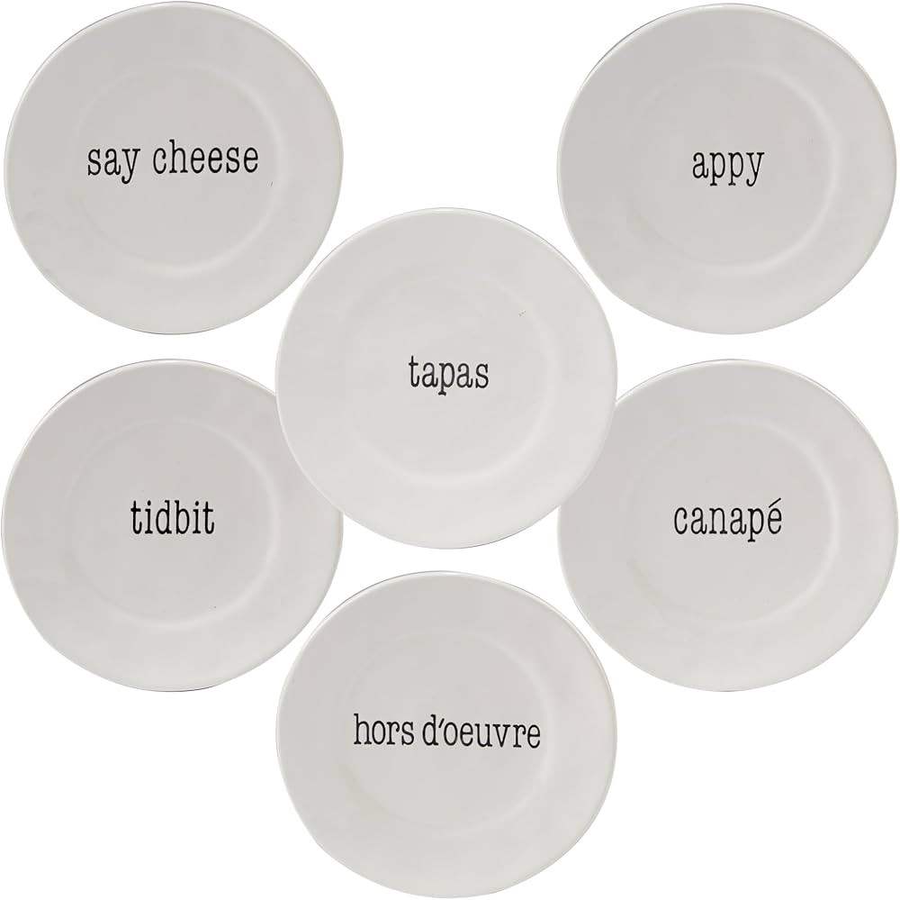 Certified International Corp It's Just Words Canape Plates, Assorted Designs, Set of 6, Regular, ... | Amazon (US)
