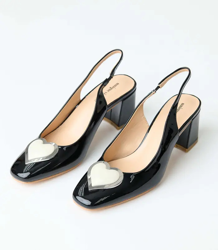 Heart Leatherette Slingback Heels | Nordstrom