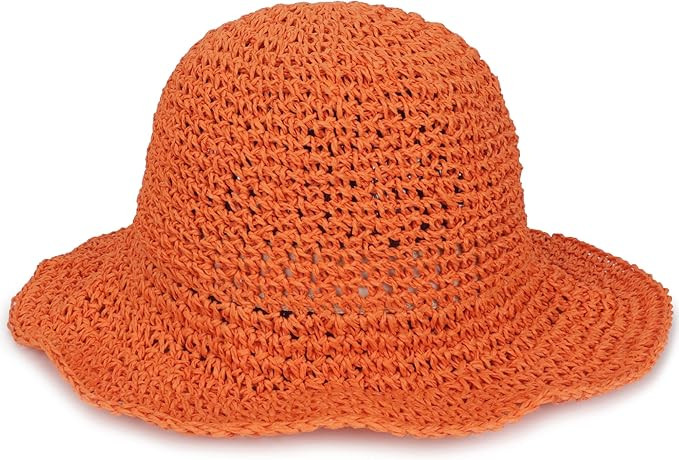 Womens Crochet Straw Sun Hat with Wide Brim – Soft Foldable Floppy Beach Hat for Summer | Amazon (US)