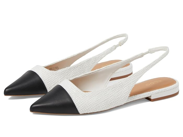 ALDO Fleure Women's Flat Shoes White/Black : EU 39 (US Women's 8.5) B - Medium, Polyester/Rubber | Zappos.com