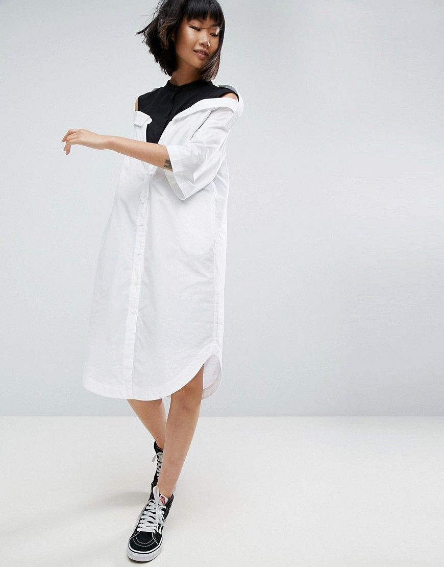 ASOS WHITE Drop Shoulder Shirt Dress - Multi | ASOS US