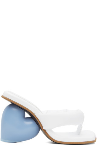 White & Blue Love Mules | SSENSE