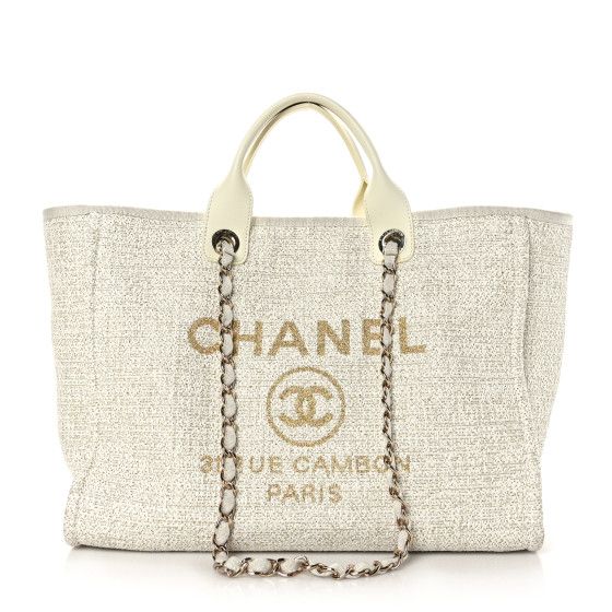 Canvas Large Deauville Tote Ivory | FASHIONPHILE (US)