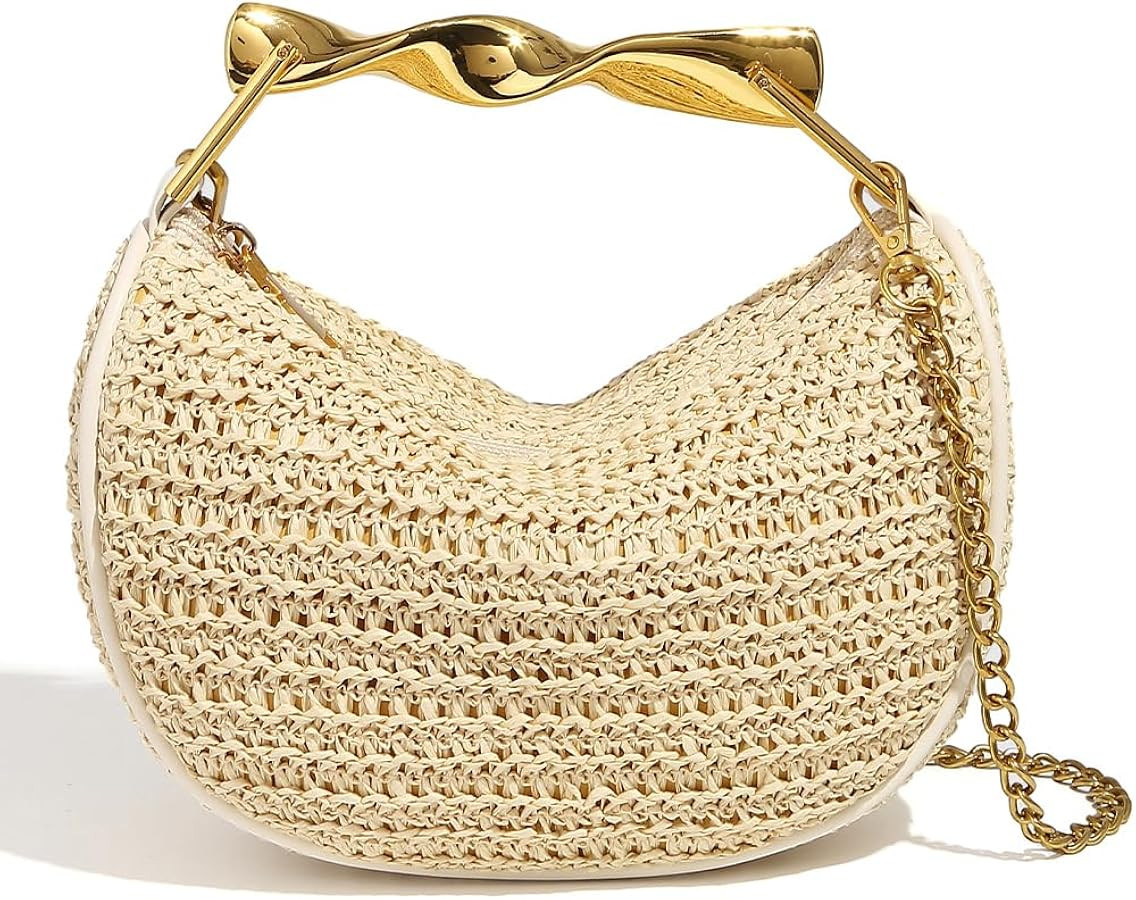 Straw Clutch Bag for Women Mini Summer Satchel Purse Fashion Woven Crossbody Shoulder Handbags wi... | Amazon (US)