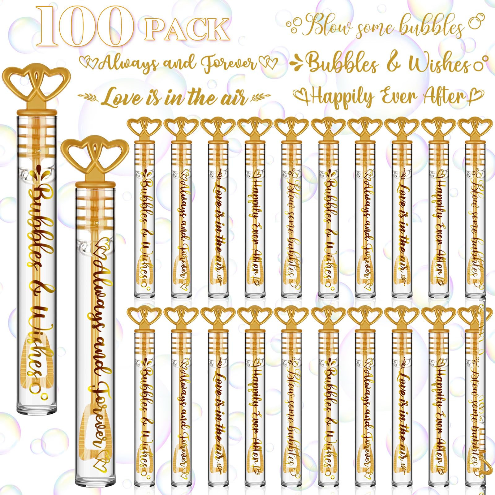 Shappy 100 Pcs Wedding Bubble Bulk Wedding Party Favors Bubble Wand for Guests Send Off with Stic... | Amazon (US)
