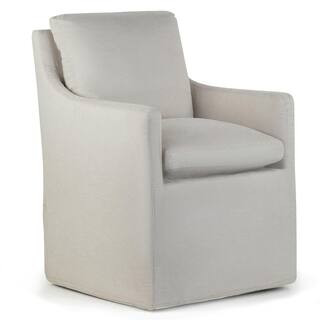 Axel Beige Fabric Accent Chair with Down Feathers | The Home Depot