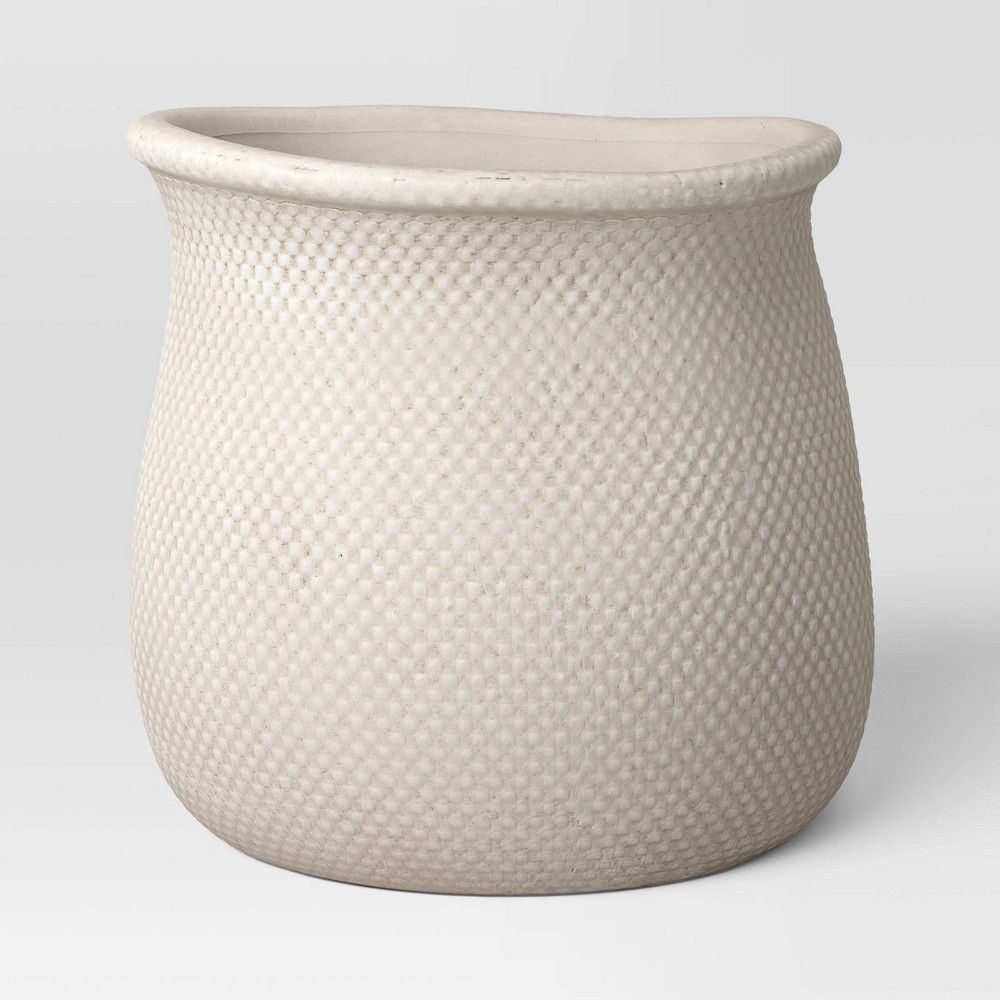 6"" Wide Textured Freeform Indoor/Outdoor Ceramic Planter Pot Cream - Threshold | Target