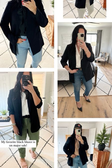 My favorite black blazer is on sale! It’s worth every penny! It’s stretchy and so comfortable. It does run big so size down. I’m wearing a medium  

#LTKover40 #LTKmidsize #LTKsalealert