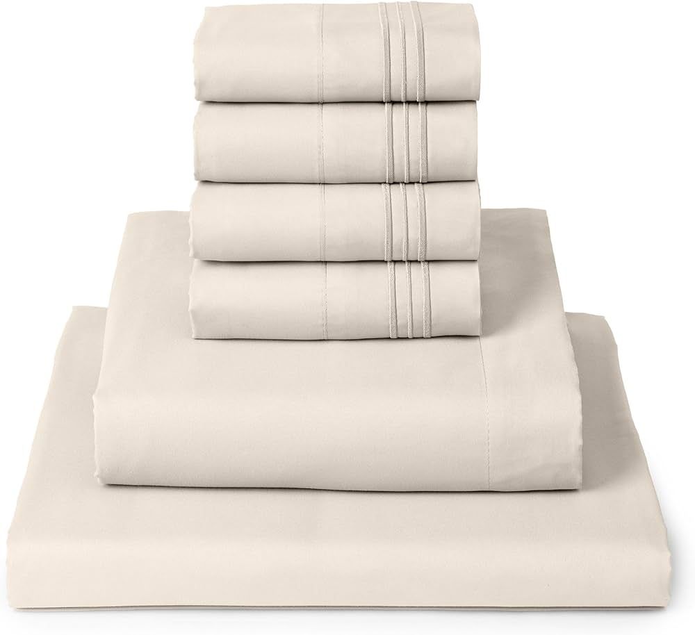 Mellanni King Size Sheets Set - 6 Piece Iconic Collection Bedding Sheets & Pillowcases - Luxury, ... | Amazon (US)