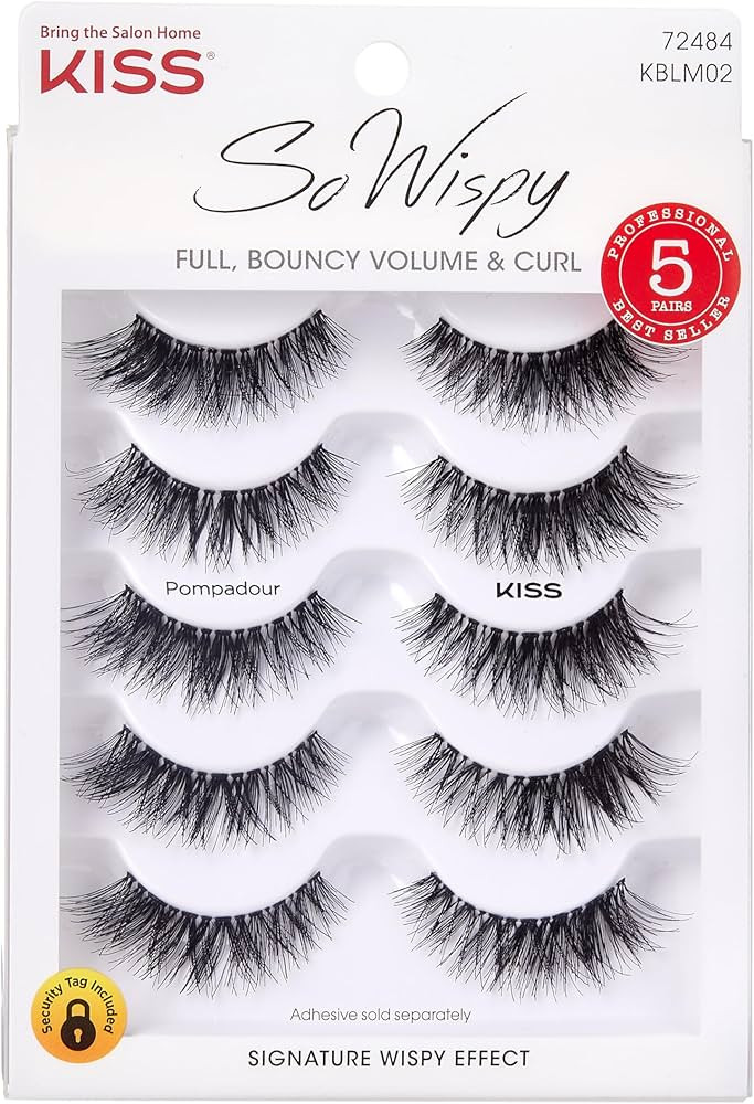 KISS So Wispy, False Eyelashes, 'Pompadour', 16mm, Includes 5 Pairs Of Lashes, Easy to Apply, Reu... | Amazon (US)