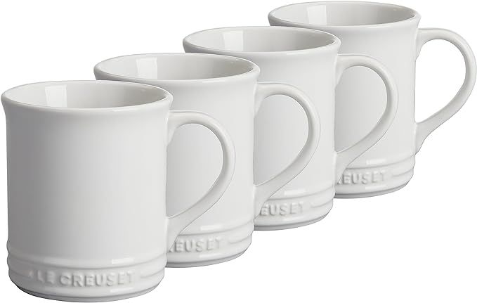Le Creuset White Stoneware 14 Ounce Coffee Mug, Set of 4 | Amazon (US)