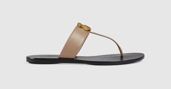 Leather thong sandal with Double G | Gucci (US)