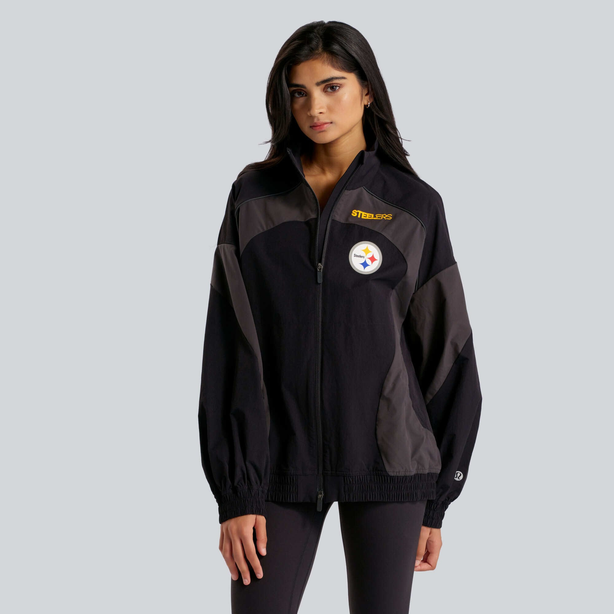 Women's Pittsburgh Steelers lululemon Black Ventilated Oversized Track Jacket | NFL Shop