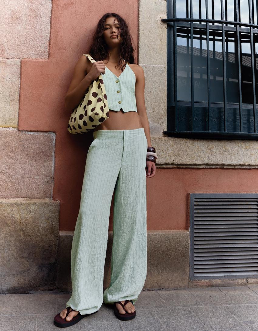 Stripe loose-fitting trousers - Trousers - Women | Bershka UK